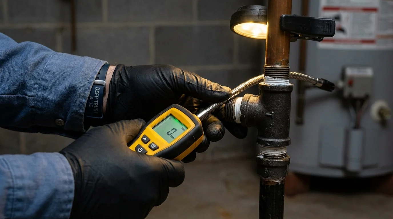 Gas leak detection with electronic sniffer by Johns Plumbing LLC in Rosebud